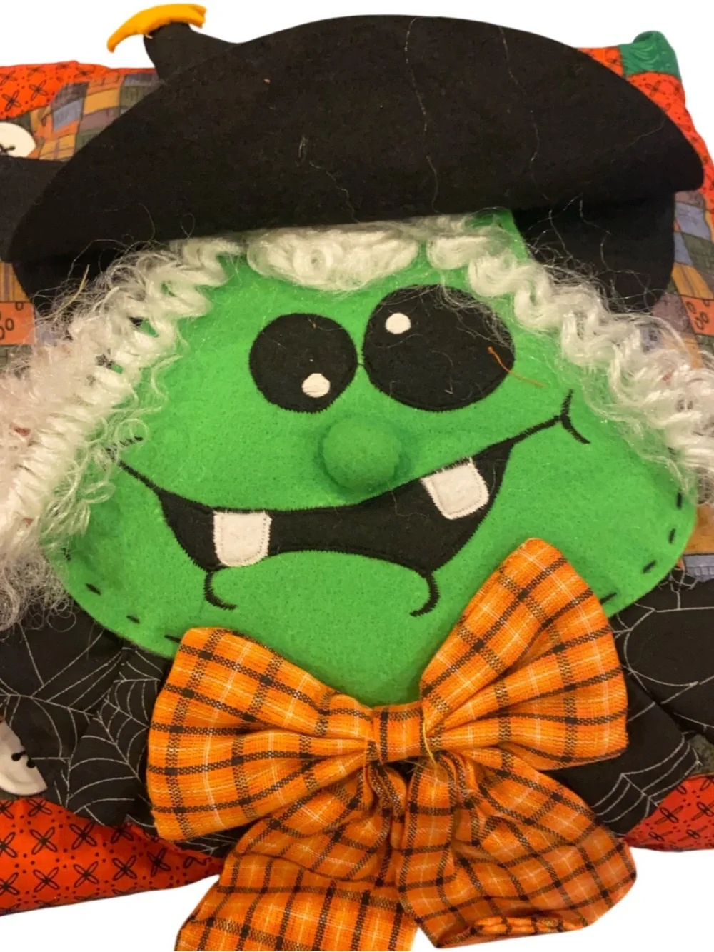 Vintage Halloween Throw Pillows Witch And Jack-o’-lantern Pair 10”x10” Lot Of 2